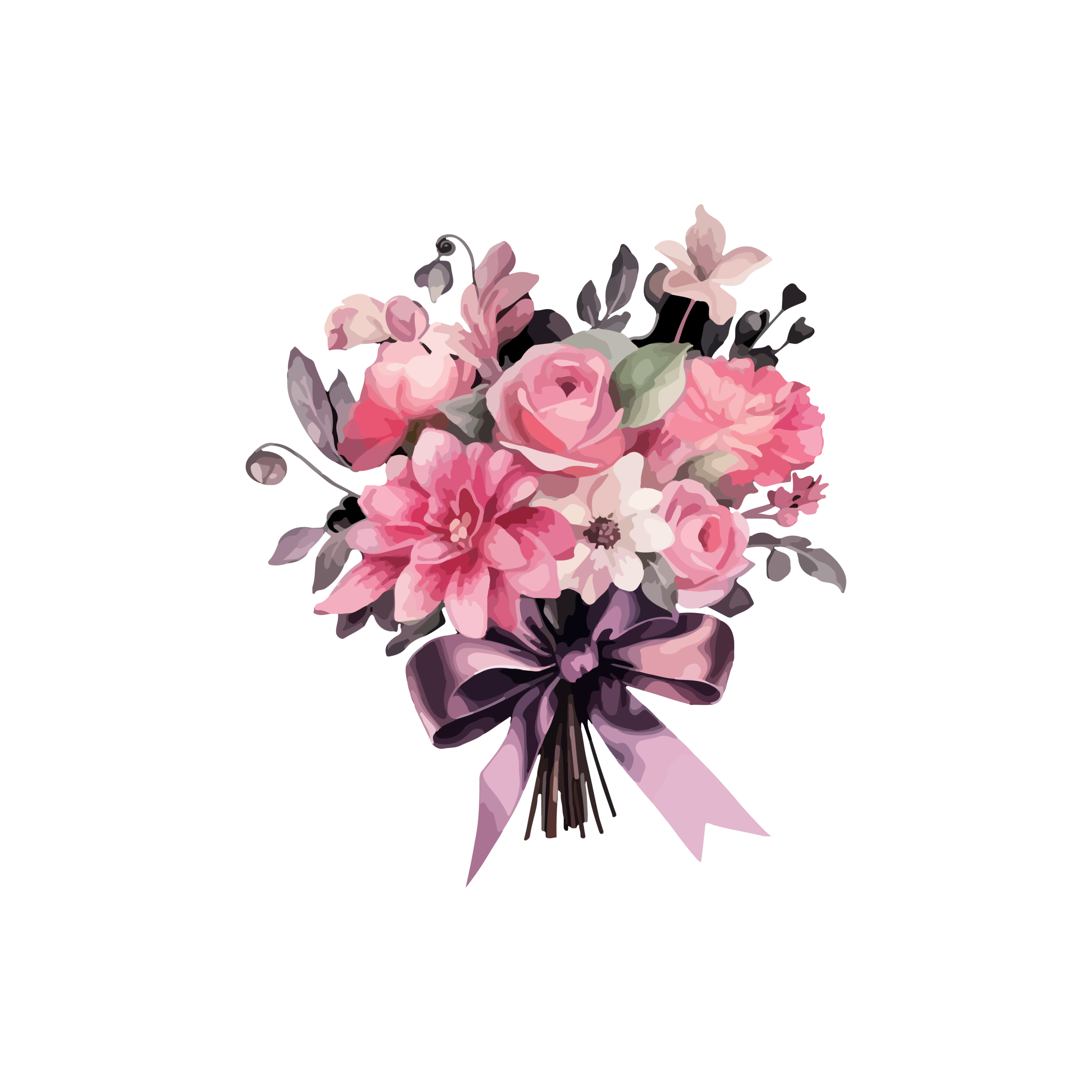 vecteezy illustration watercolor pink rose bouquet with black and 27242683